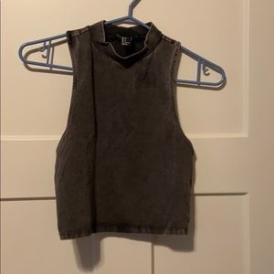 grey mock neck cropped tank